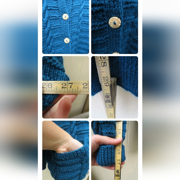 Women’s 100% Wool Fisherman Cable Knit Cardigan Canada Sz XL - Picture 2 of 3